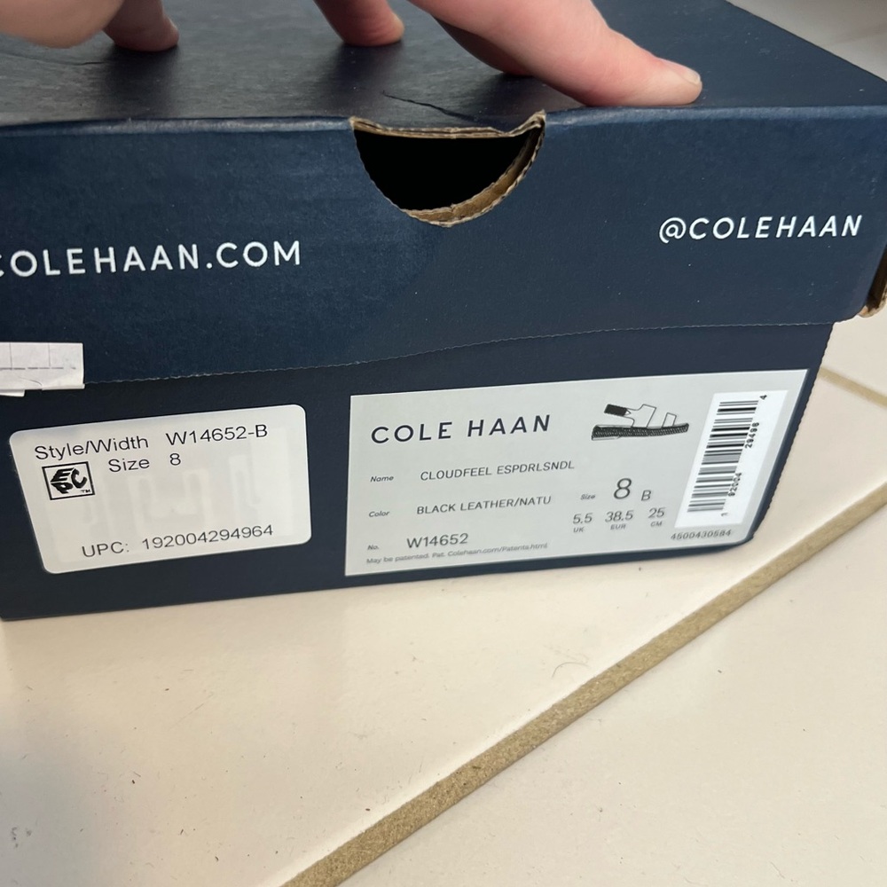 NIB Cole Haan Cloudfeel Espadrille Black Sandals - Picture 3 of 7